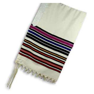 Talit. Modlitebný šál III. farebný, vlna (IZ200)