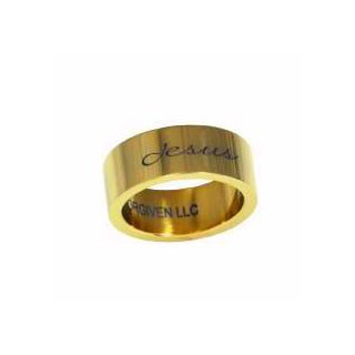Jesus, zlatý dizajn - prsteň z chirurgickej ocele (PR75)