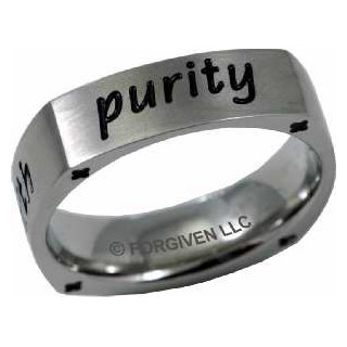 Purity/Love/Trust/Faith - oceľový prsteň (PR90)