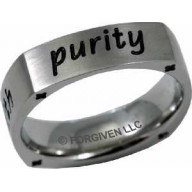 Purity/Love/Trust/Faith - oceľový prsteň (PR90)