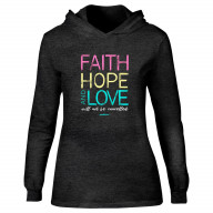 Dámske tričko s kapucňou - Viera, nádej, láska (TD104)