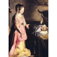 Vianočná pohľadnica Mária a dieťa