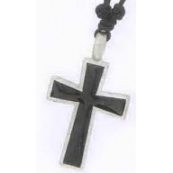 Cínový kríž V. - kožený náhrdelník (NH77)