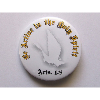 Odznak - Be Active In Holy Spirit, 3,7cm biely